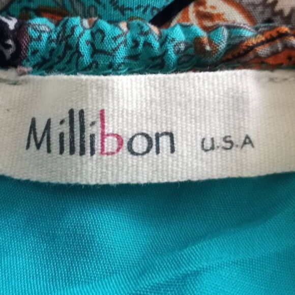 MILLIBON RED DRESS BOUTIQUE Timeless Moments Turquoise Blue Floral Print Midi Dr - Picture 11 of 13